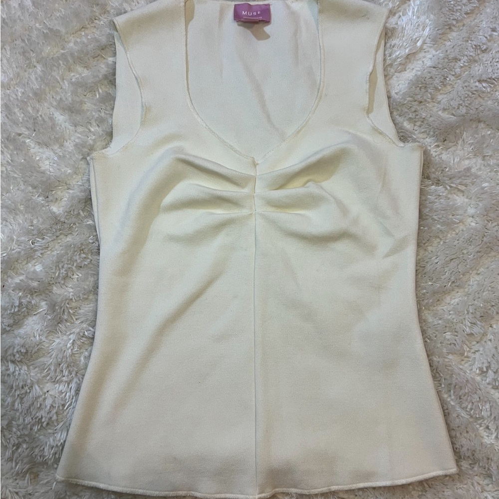 Muse Cream V-Neck Tank Top